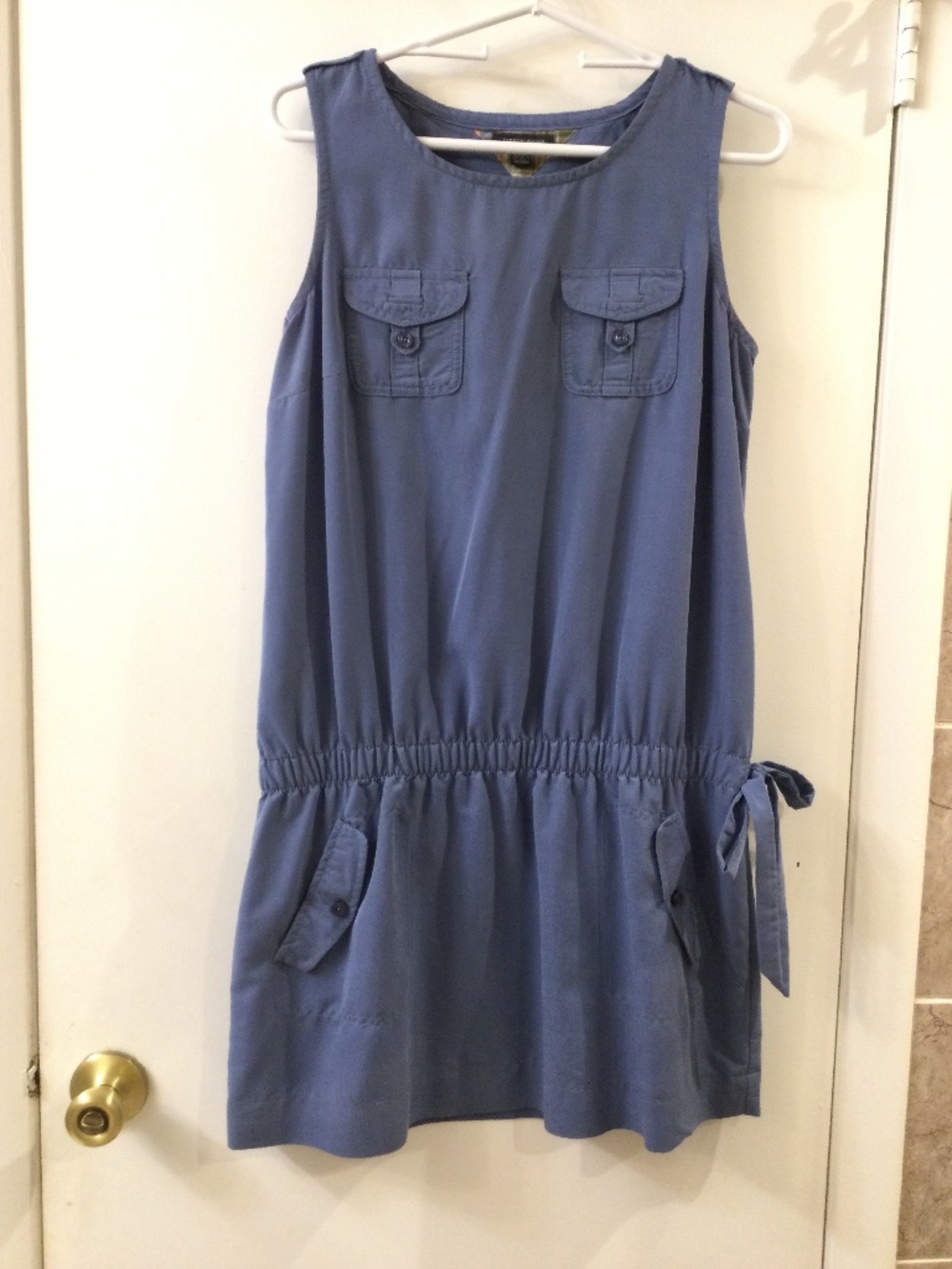 Tommy Hilfiger Sleeveless Side Tie Drop Waist Utility Dress M Blue